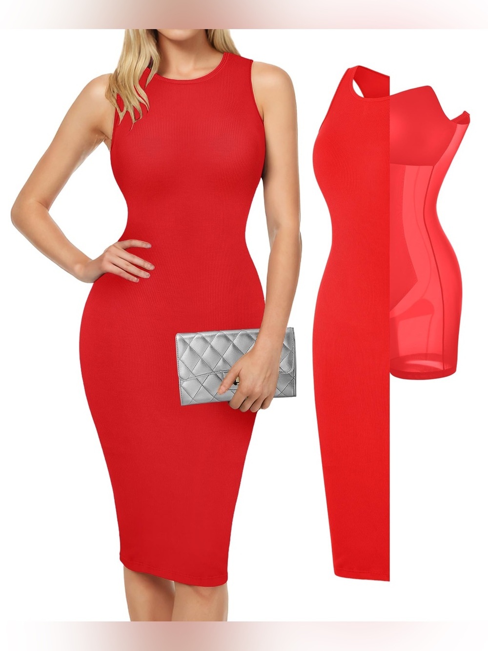 NWT Popilush Bodycon Dress Ruched Sleeveless Slimming Shapewear size XL